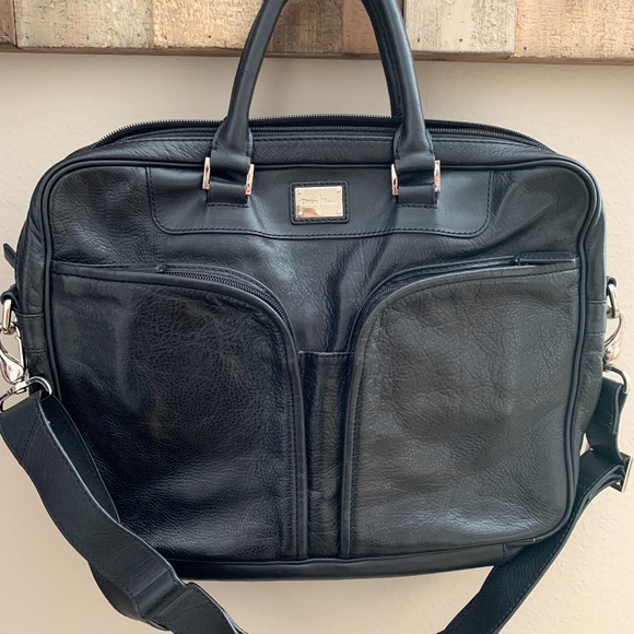 Cole Haan black leather briefcase - Picture 1 of 5